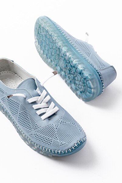 Zerenyus ZRİN-365 Balerini sport confortabili, ortopedici, din piele naturală, cu model albastru