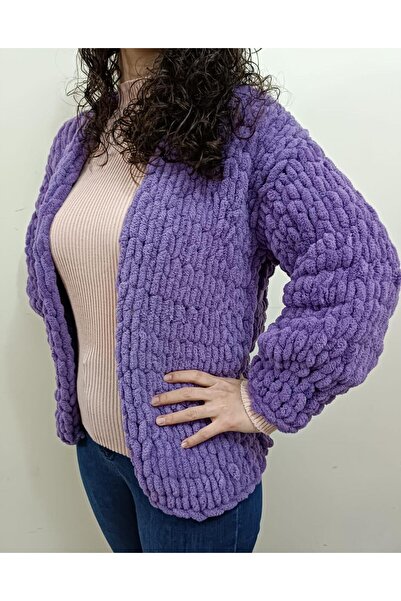 Lavinia Center Kadın El Örgüsü Puffy Ceket, Hırka