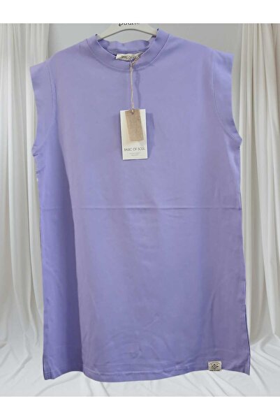 Soul Жіночий LİLA Колір Бавовняний М'який Велосипедний комір Без рукавів Розріз Деталі Пеньонка 307250