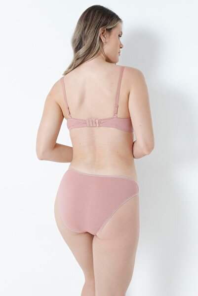 LİBELLA İÇ GİYİM Women's Powder Textured Patterned Push-Up Bra & Panty 2-Piece Lingerie Set