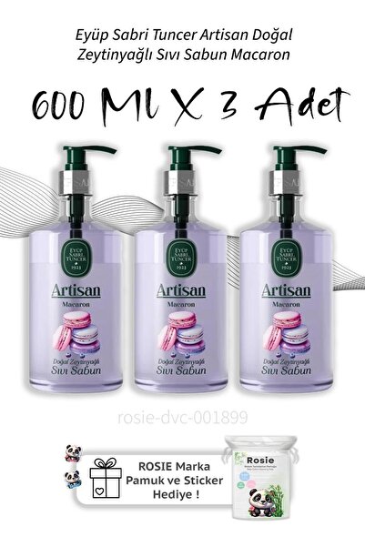 Eyüp Sabri Tuncer Artisan Natural Olive Oil Liquid Soap Macaron 600 ml X3