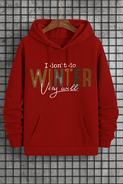 CLASSY.MODA “3 Thread Kangaroo Pocket K Hooded'Winter Written' B Printed O Oversized Hoodie Sweatshirt”