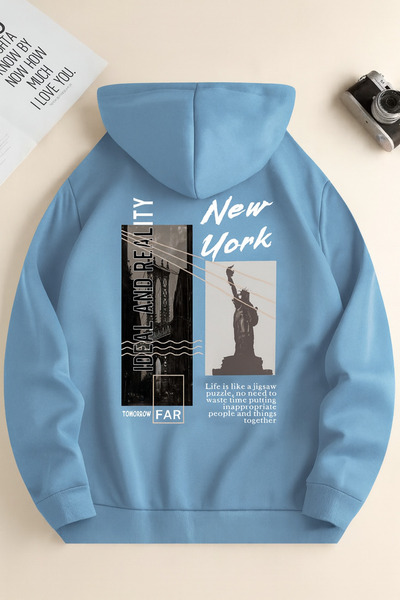 CLASSY.MODA “3 إنيرينج كيه بغطاء رأس كانجارو سيبل نيو يورك بي مطبوع أو قصة فض...