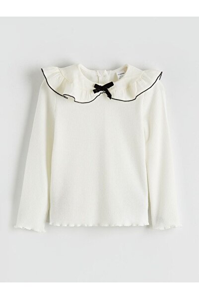 LC Waikiki Lcw Kids Peter Pan collar Textured Girl's T-Shirt