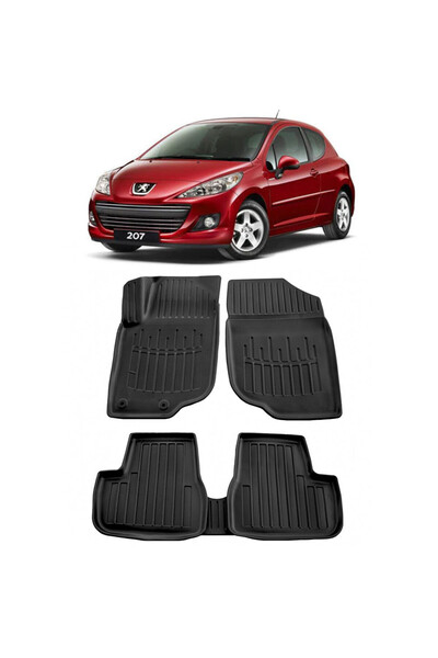 Umbrella compatibil cu Peugeot 207 (2006-2012) Set covorase auto cauciuc G.Mo...