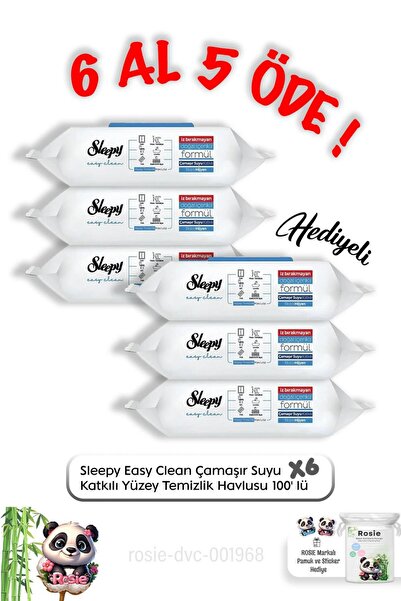Sleepy Çamaşır Suyu Katkılı Yüzey Temizlik Havlusu 100' lü 6 Al 5 Öde ve Rosi...