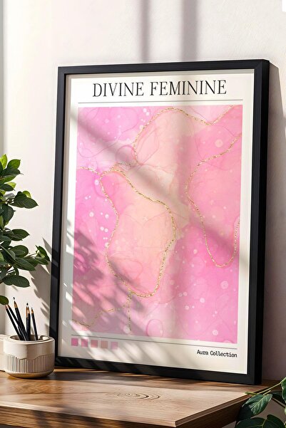 Saturn Божествена женственост в рамка Божествена женственост Розово Жълто Аур...
