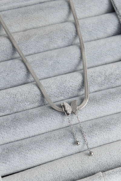 Skygo 316L Steel Silver Color Italian Chain Model Silvery Butterfly Figure Wo...