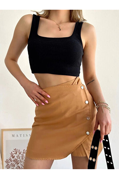 YMYWEAR Dört çıtçıtlı Gabardin şort etek s249001