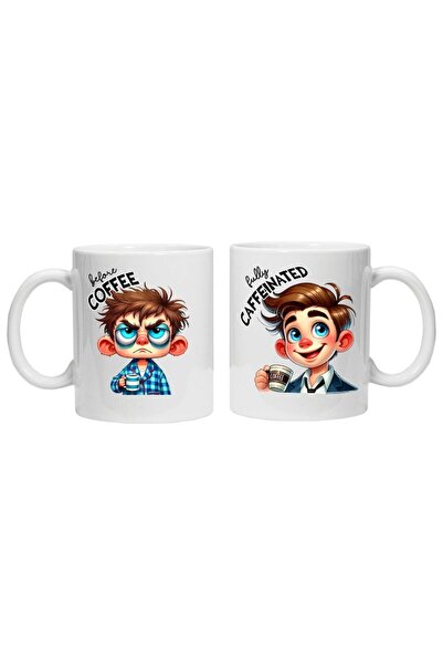 CRD PRINT Personalized mug with 'before and after coffee - model 8' print