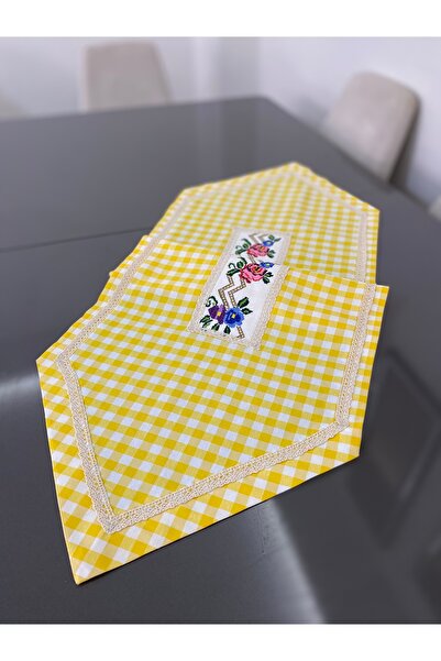 Parla Life Sarı Renk Duck Keten Kanaviçe İşlemeli Runner (kanaviçe değişiyor)