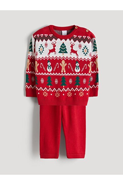 LC Waikiki Lcw Baby Crew Neck Long Sleeve Christmas Themed Baby Boy Set