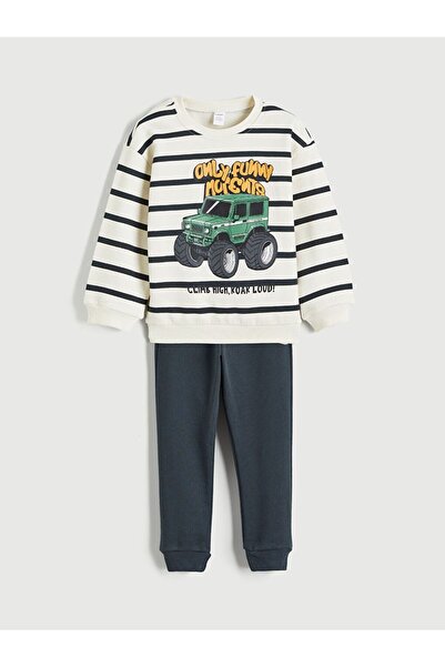 LC Waikiki Lcw Kids Printed Boys' Sweatshirt and Pants Set 2-Piece