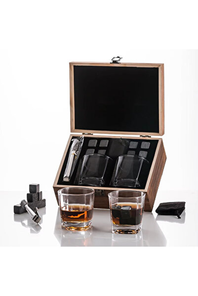 houseofgifts Whiskey glass gift set – 2 glasses in an elegant wooden box