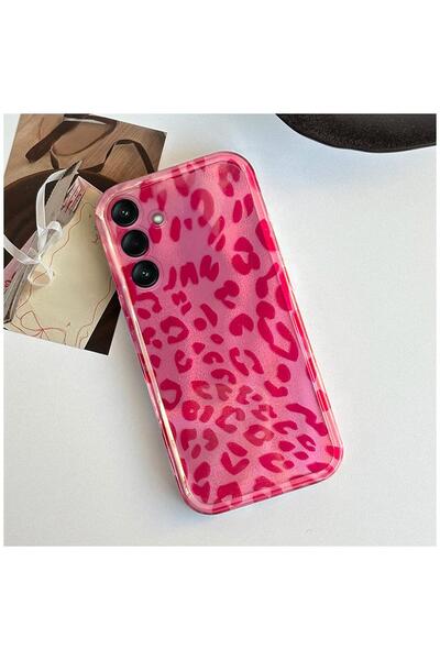 Zebana Samsung Galaxy A17 Compatible Case Luxe Leopard Silicone Case Pink