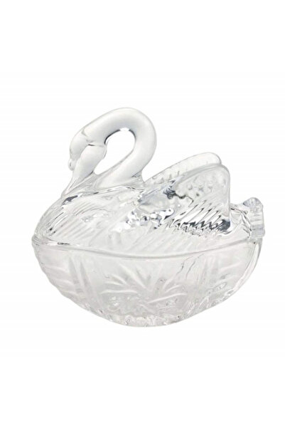 PUFO Bomboane elegante din sticlă în formă de lebădă, 13 cm, transparente