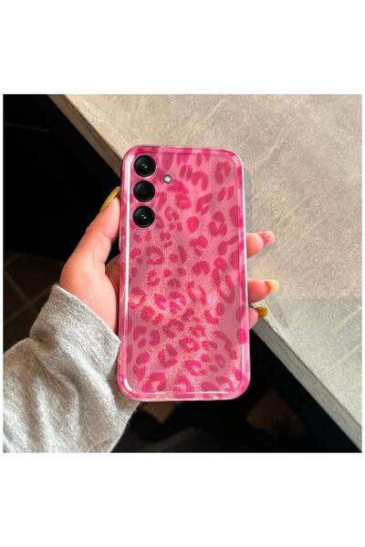 Zebana Samsung Galaxy A17 Compatible Case Luxe Leopard Silicone Case Pink