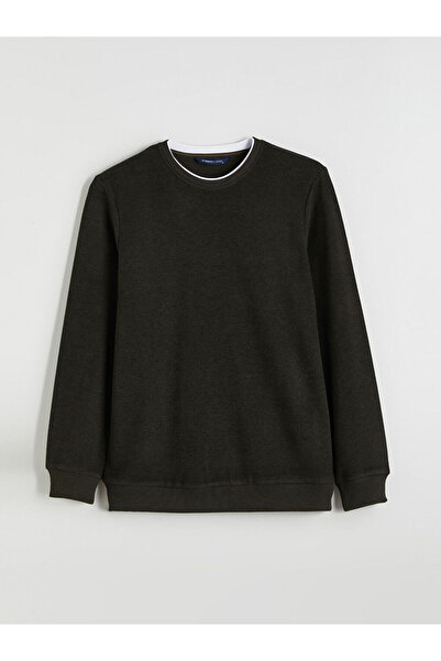 LC Waikiki الكاكي طاقم الرقبة البلوز الرجال