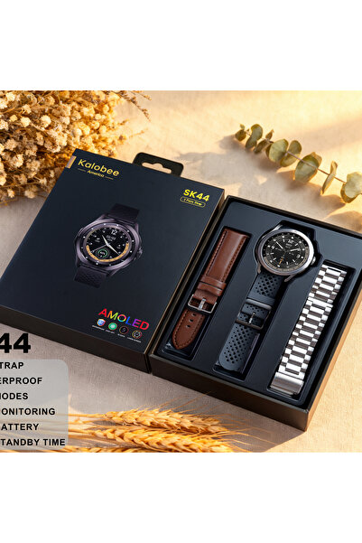 yollayenilensin SK44 Akıllı Saat – AMOLED Ekran, EKG, Ürik Asit & Lipid Takibi, IP68 Su Geçirmez, 3 Kordonlu