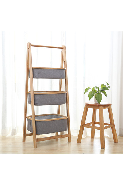 Ch 3-Tier Storage Basket with Wooden Frame – Stylish Organization for Your Bathroom and Everyday Space