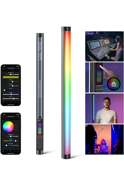 NEEWER عصا إضاءة LED كاملة الألوان TL60 RGBWW، تحكم App/2.4G/DMX، 2500-10000K...