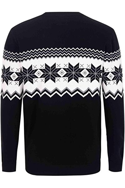 Krumad Krumba Men's Knit Cotton Sweater - Round Neck Long Sleeve Pullover Black XL