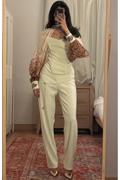 SELSAL Embroidered pants and blouse set