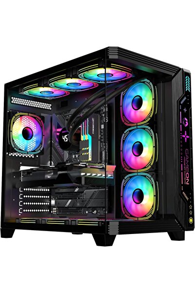 GAMEON Pulse Midnight Series ARGB Mid Tower Gaming Case - 7 ARGB Fans, 360mm ...