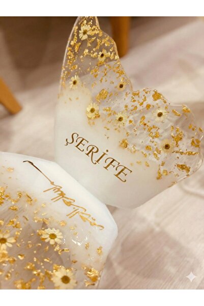 LMS EPOKSİ Kişiye Özel İsimli Gerçek Papatyalı Kelebek Epoksi Rahle - Kitap S...