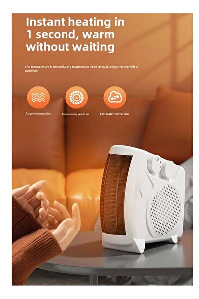 Generic Electric Fan Heater 600 W - Portable Space Heater with 2 Heat Settings, Thermostat, Overheat Protect