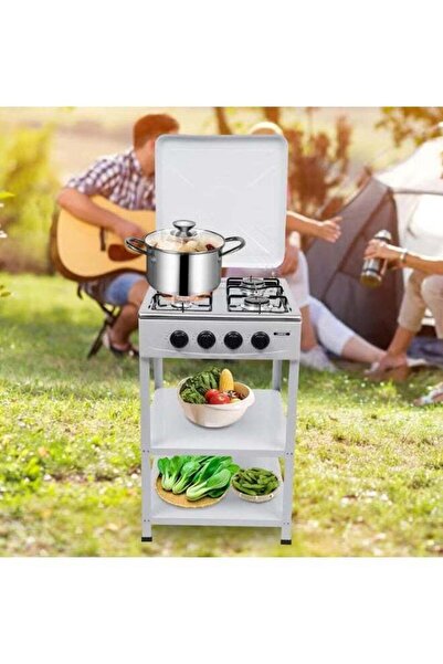 Olympia 4-Burner Portable Propane Stove with Support Legs & Wind Cover