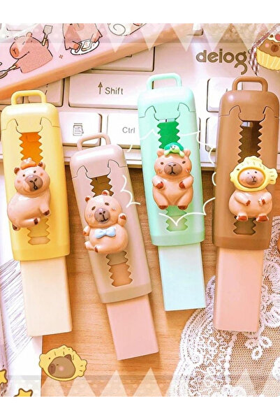 ÖZ OFİS Kapibara Capibara Sürgülü Silgi – Sevimli Renkli Silgi Tekli