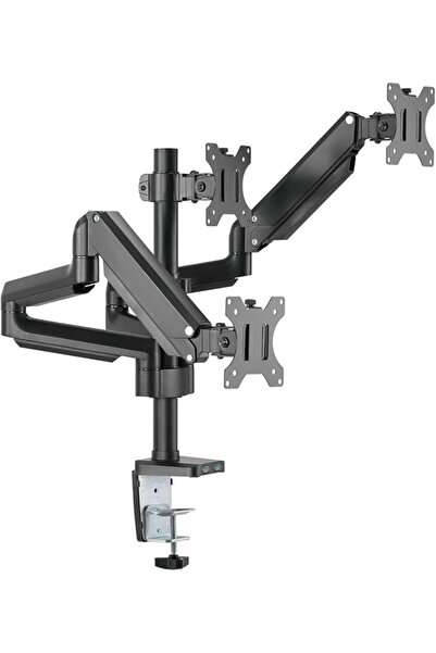 Twisted Minds Triple Monitor Stand 17–32in, Aluminum Full-Motion Desk Mount for 3 Screens with USB