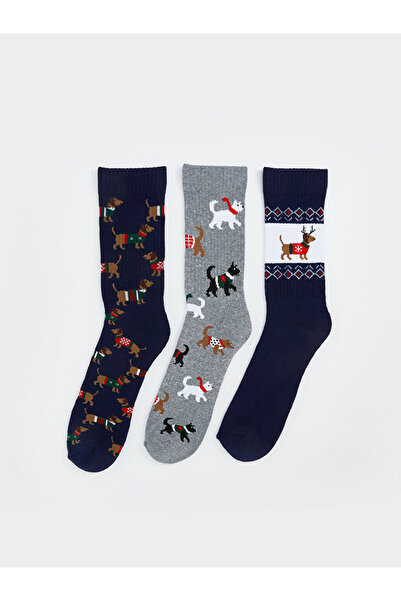 LC Waikiki Mixed Christmas Themed Men's Socks 3-Piece