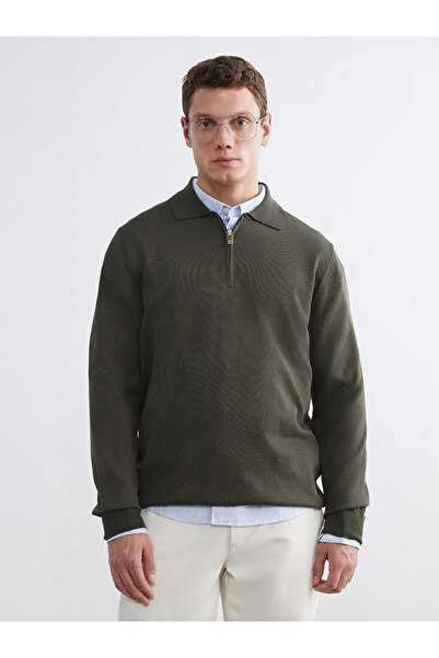 LC Waikiki Khaki Polo Neck Men's Knitwear Sweater
