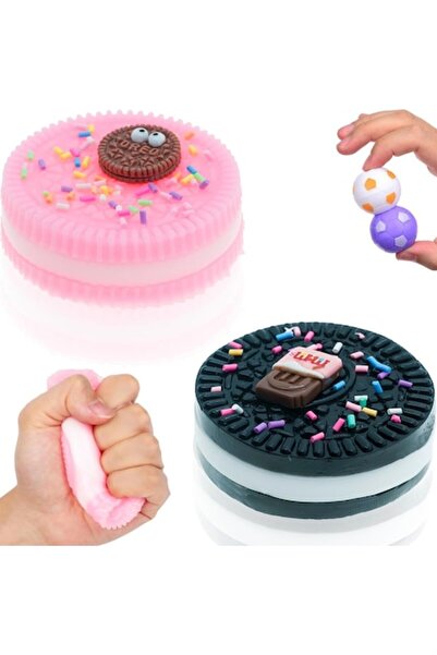 OEM Set de jucării antistres, Oreo Squishy (negru și roz) - 2 buc