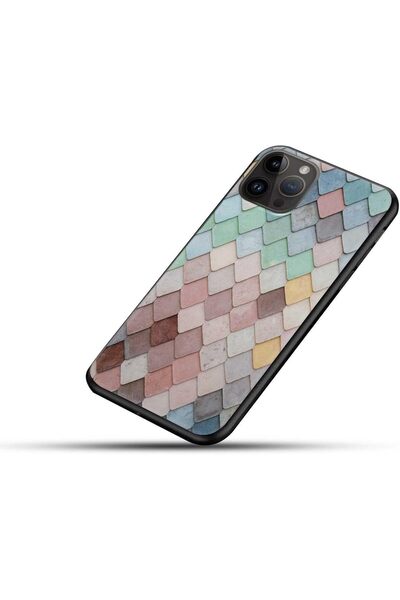 Generic Marble Pattern Protective Case with Soft Black Sides for Apple iPhone 14 Pro, Multicolor