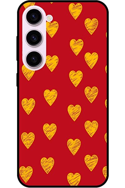 Generic Khales Love Design Protective Case with Black Soft Sides for Samsung Galaxy S23 (Lov019) - Red
