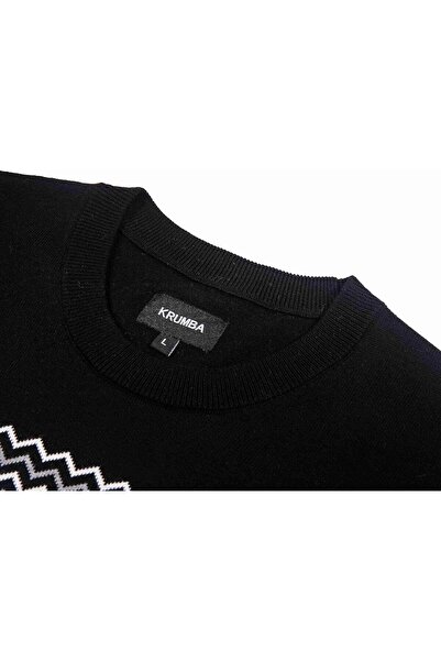 Krumad Krumba Men's Knit Cotton Sweater - Round Neck Long Sleeve Pullover Black XL