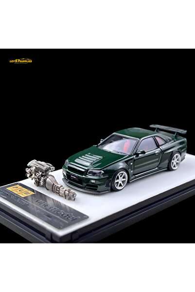 HOT WHEELS PGM 1:64 Green Skyline GTR R34 Nismo Z-Tune Sports Model Diecast Metal Car