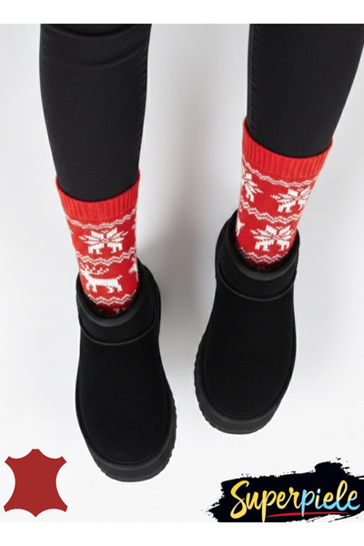 virboti Women's short fur-lined boots, genuine suede, waterproof, with thick ...