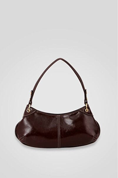 SHIKIRTI Γυαλιστερή δερμάτινη γυναικεία τσάντα ώμου