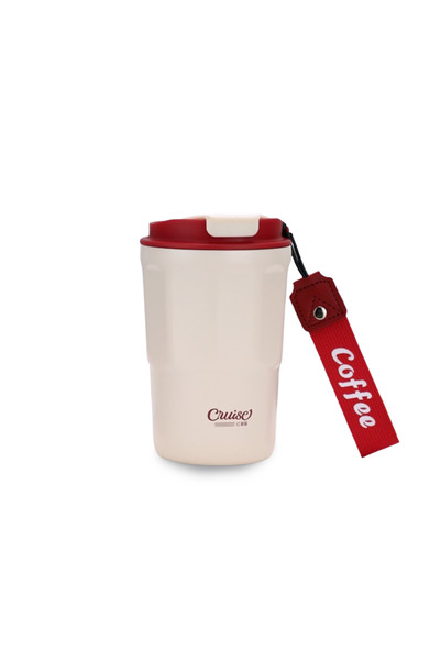 Okadi 350ml Insulated Coffee Mug with Fabric Holder - Double Insulated Thermal Coffee Cup with Leak-Proof Design