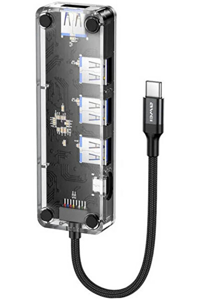 AWEI HUB-1 4-in-1 USB-C Docking Station, 4x USB-A, 5Gbps