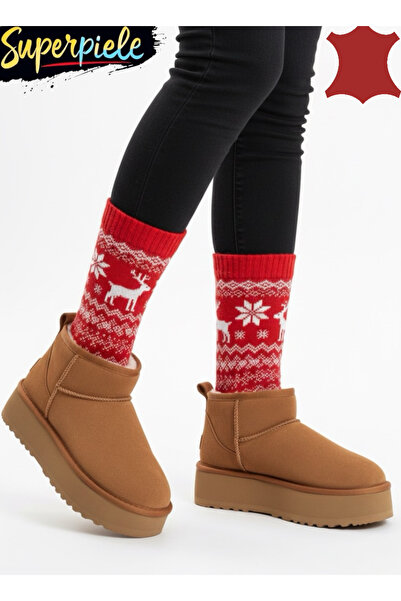 virboti Women's short fur-lined boots, genuine suede, waterproof, with thick ...