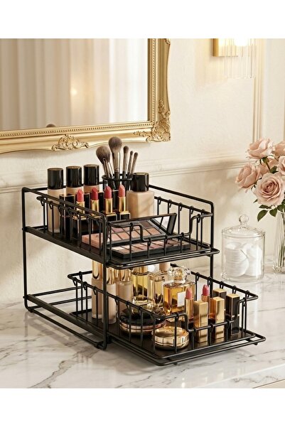 özmert منظم أدراج ذو طابقين باللون الأسود