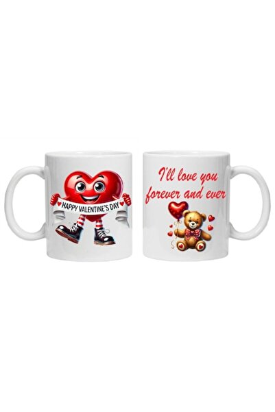 CRD PRINT Personalized mug with print "I'll love you forever and ever" and heart image, White Ceramic, 330 ml
