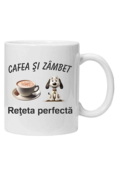 CRD PRINT Cană personalizată cu imprimeu „cafea și zâmbet”, albă, ceramică, 3...