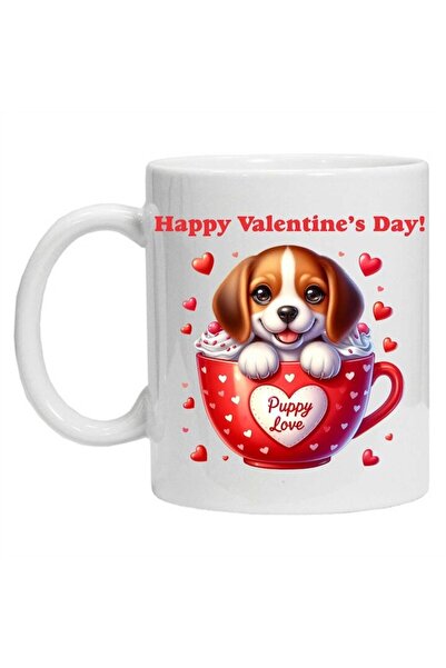 CRD PRINT Personalized Mug 'Puppy in a Cup - Happy Valentine's Day!'