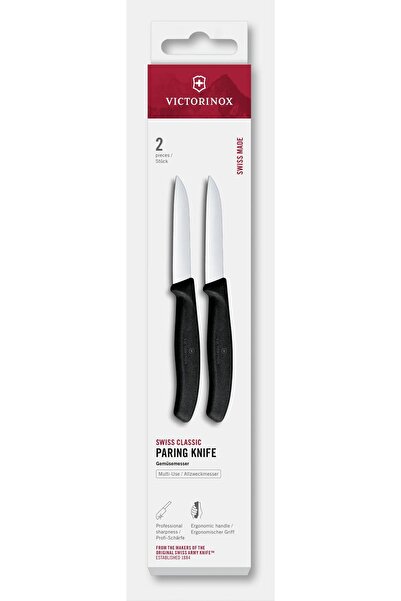 Victorinox Set of 2 Paring Knives 6.7403.2, Straight Blade 8 cm, Black